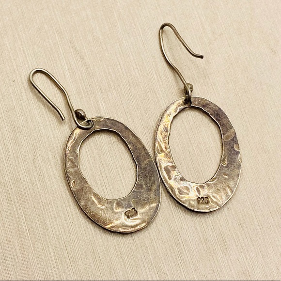 EUC Handcrafted 925 Sterling Silver Oval Dangle Shepherd Hook Earrings - Picture 10 of 13